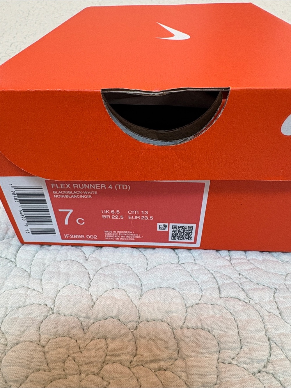 Nike Flex Runner 4 TD Toddler Size 7C Black White NEW IN BOX